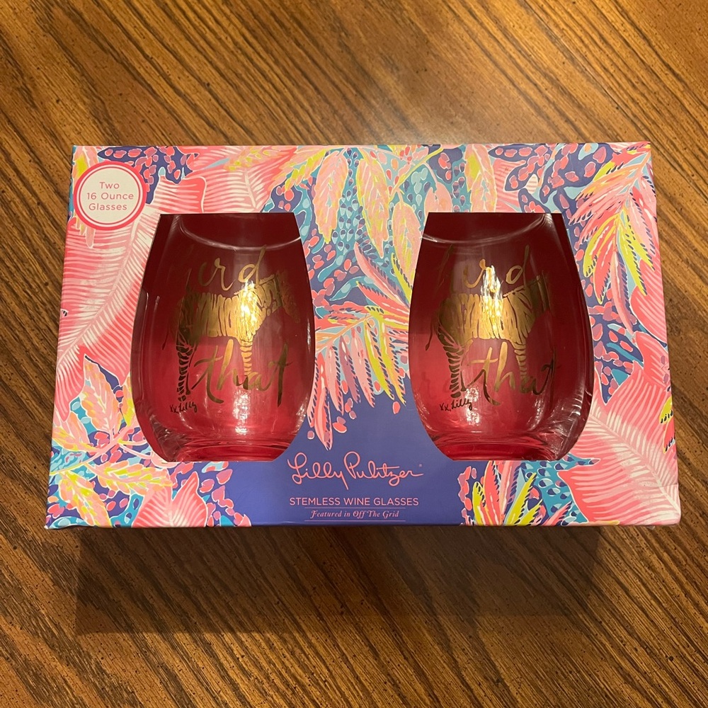 LAST CHANCE! Lilly Pulitzer Stemless Wine Glasses